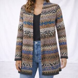 Orvis Women’s Open Front Cardigan | Size L | Wool Alpaca Cotton Blend | Longline